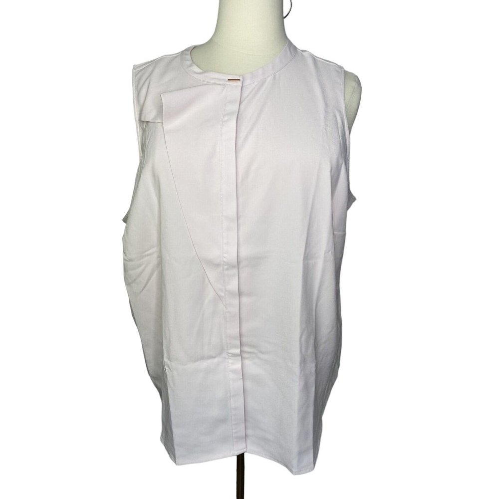 Elizabeth & Clarke w stain tech womens ruffle top blouse light pink size 28W
